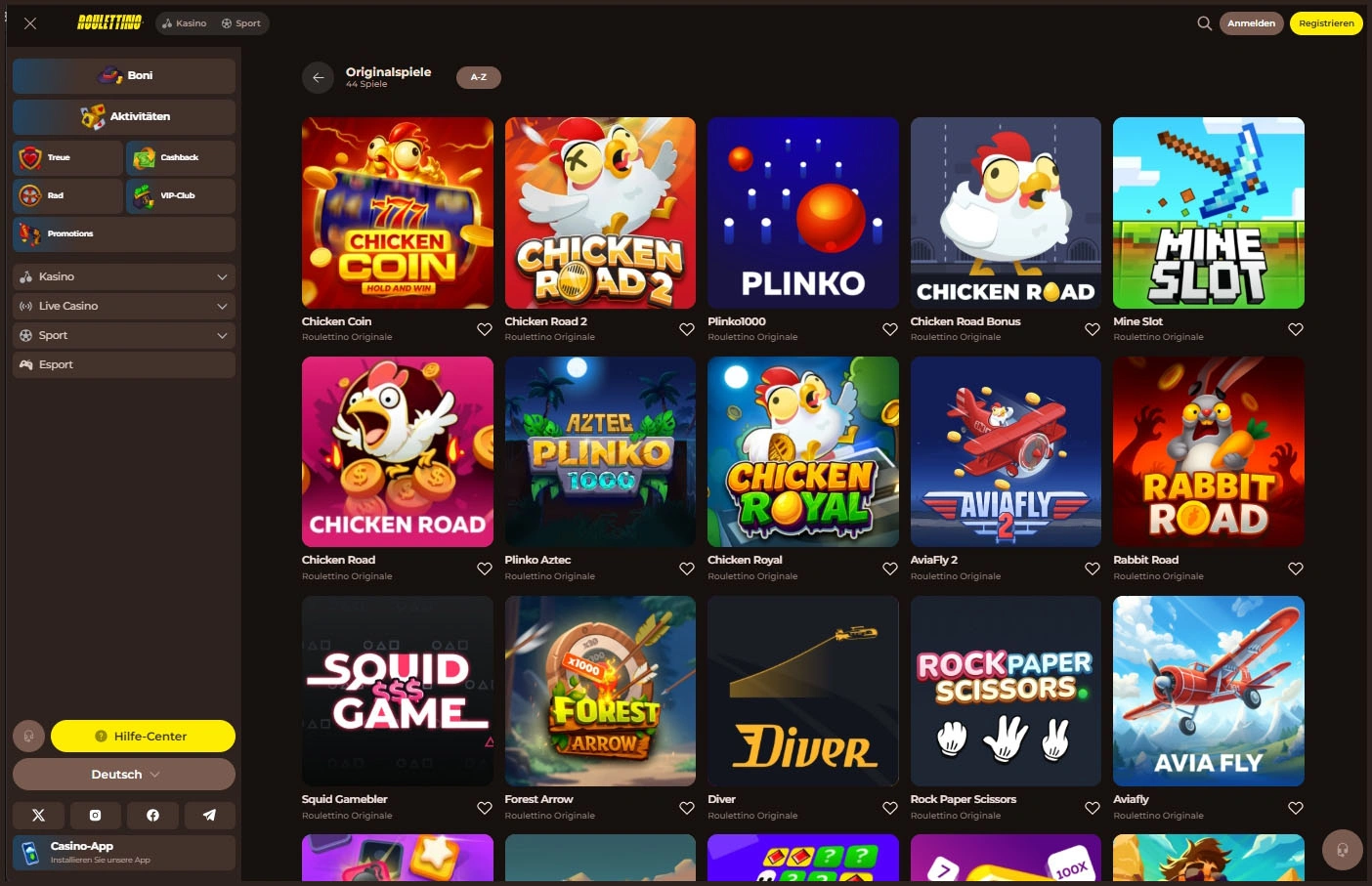 Crash-Spiele im Roulettino Casino – Übersicht der beliebten Crash Games und Spielmechanik im Browser