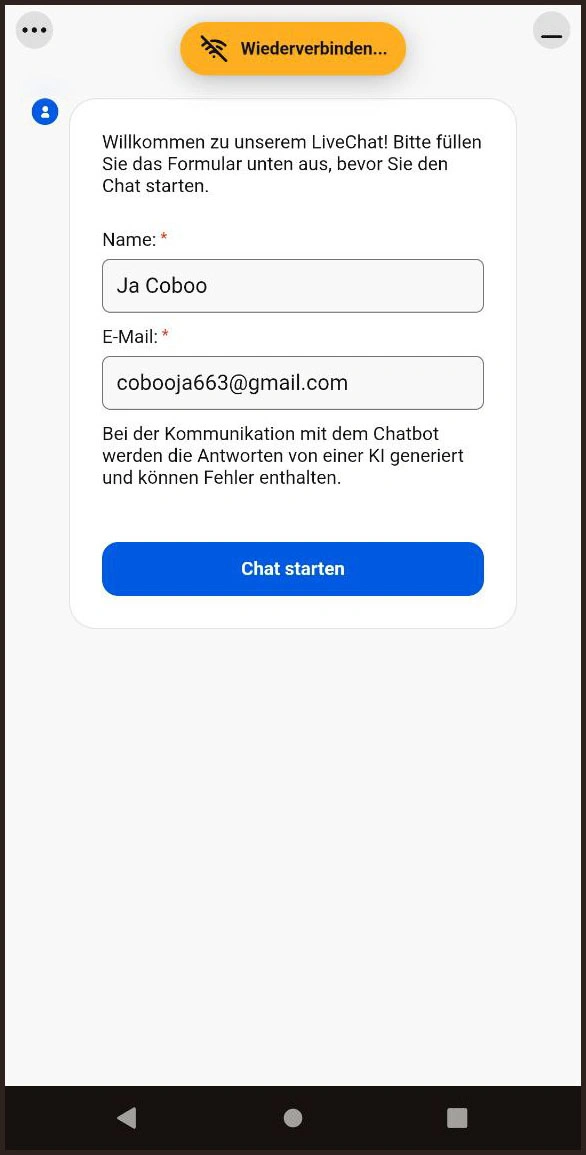 Live-Chat Support bei Roulettino Casino