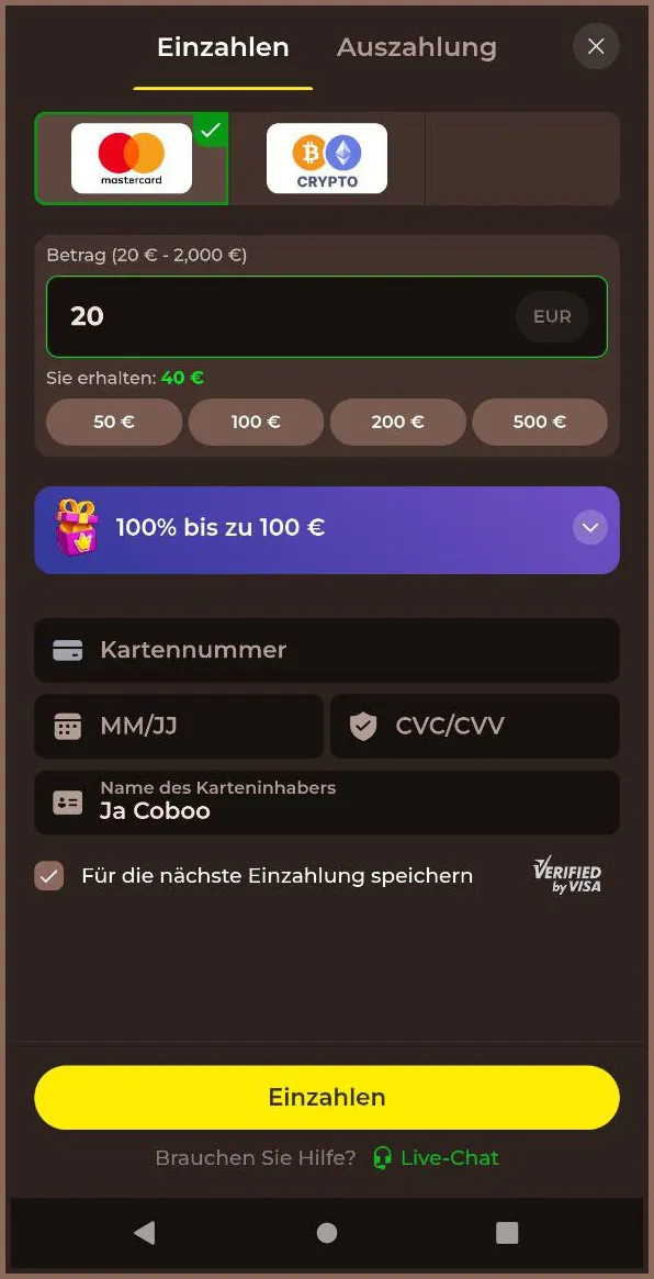 Zahlungsmethoden Übersicht im Roulettino Casino Deutschland